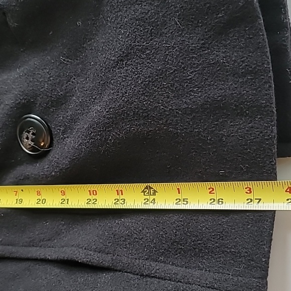 London Fog PM womens double breasted pea coat wool/nylon w full lining black - Picture 11 of 12